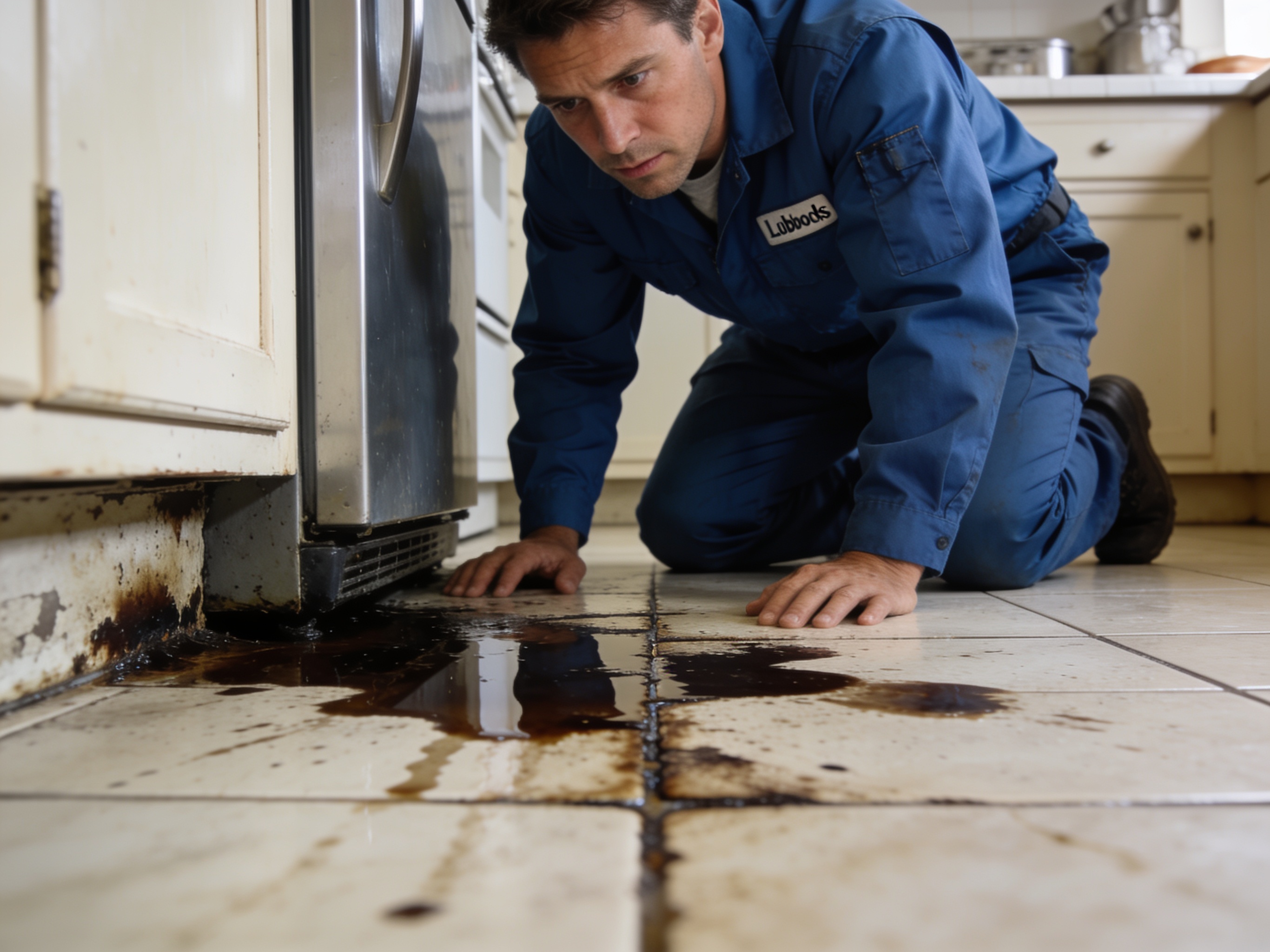 Kitchen Floor Water Damage From an Appliance Leak in Lubbock, TX