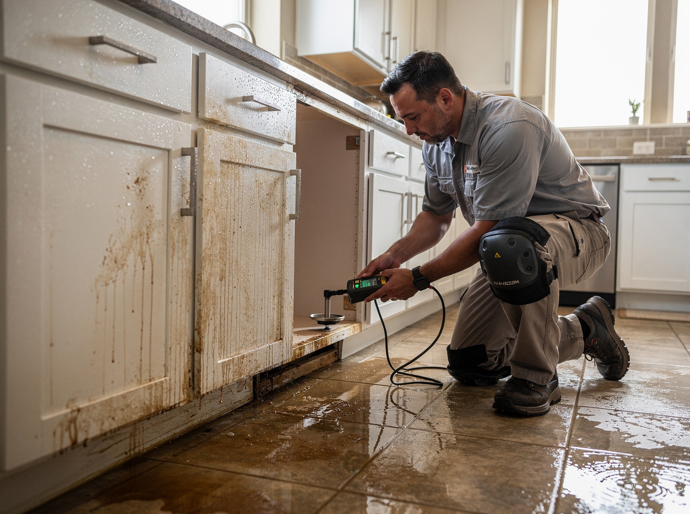 Wet Cabinets After an Appliance Leak in Lubbock, TX