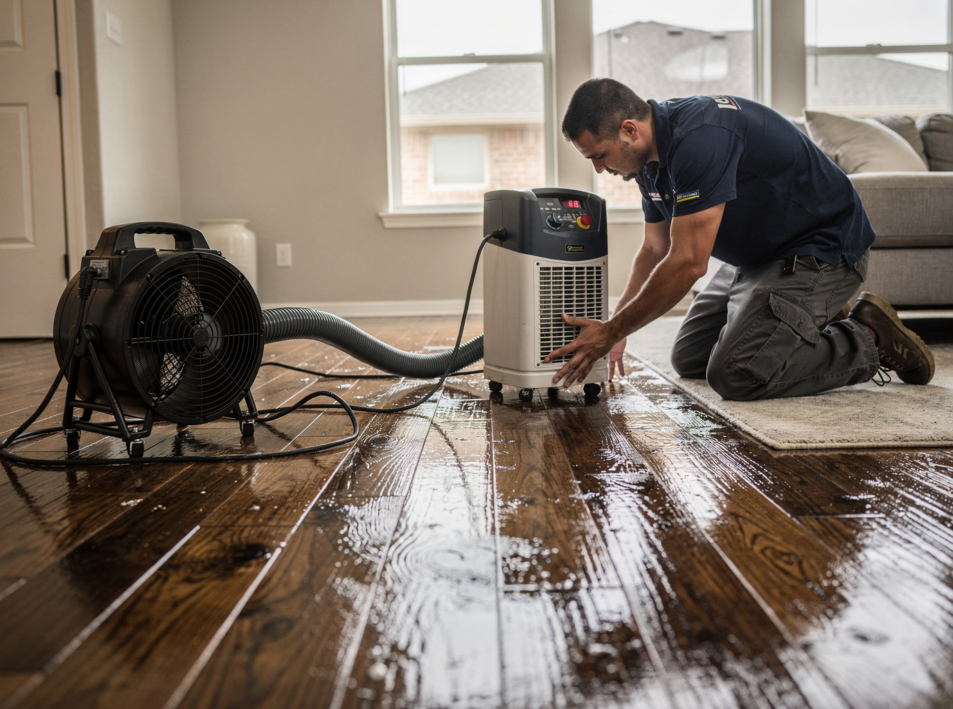 Wet Hardwood Floor Drying in Lubbock, TX